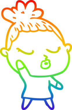 Gökkuşağı gradyan çizgi çizimi bir insan tarafından çizilmiş sakin bir kadın