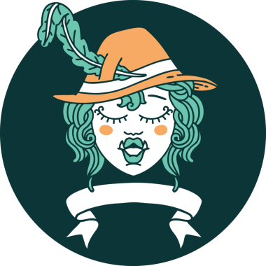 Bir insan tarafından çizilmiş yarı ork ozan karakteri ikonu