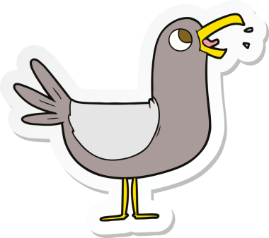 Bir insan tarafından çizilmiş çizgi film kuşunun çıkartması.