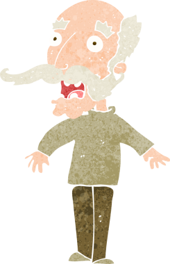 Karikatür ihtiyarı şaşırtan bir insan.