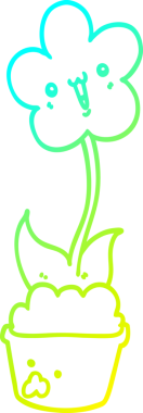 Bir insanın çizdiği karikatür çiçeğinin soğuk gradyan çizgisi.