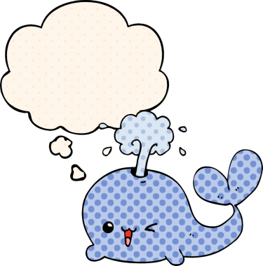 Çizgi roman tarzında bir insan tarafından çizilmiş düşünce balinası.