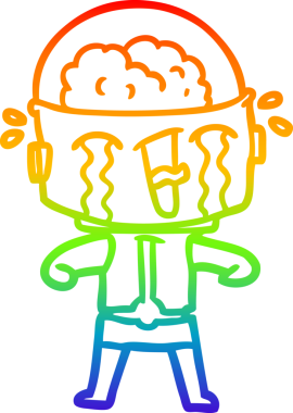 gökkuşağı gradyan çizimi bir insan tarafından çizilmiş ağlayan bir robot çizgi