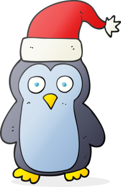 Bir insan tarafından çizilmiş serbest çizilmiş karikatür noel pengueni