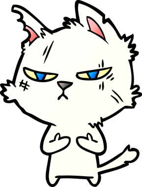 Bir insan tarafından çizilmiş sert çizgi film kedisi.