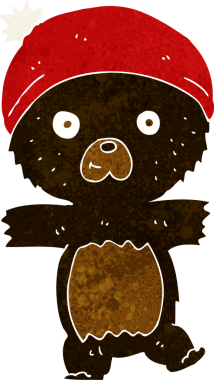 Bir insan tarafından çizilmiş sevimli siyah oyuncak ayı.