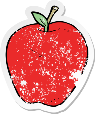 Bir insan tarafından çizilmiş elma karikatürünün gerilimli yapıştırması.