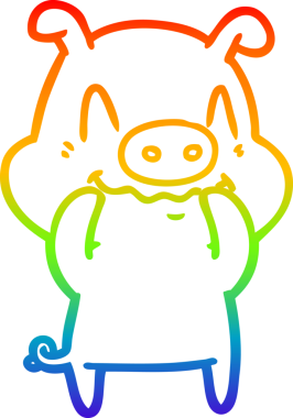 gökkuşağı gradyan çizimi bir insan tarafından çizilmiş sinir çizgi domuz