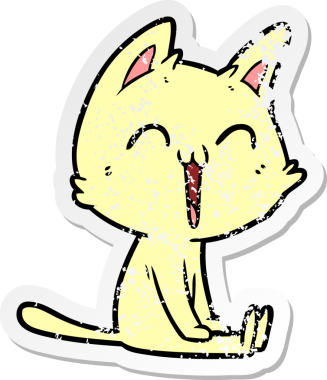 Bir insan tarafından çizilmiş mutlu çizgi film kedisinin sıkıntılı çıkartması.