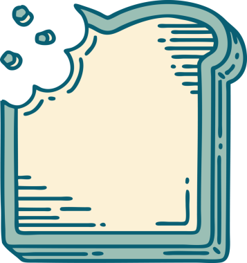 Bir insan tarafından çizilmiş bir ekmek diliminin sembolik dövmesi.