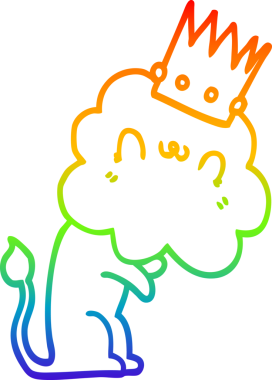 Gökkuşağı gradyan çizgi çizimi Bir insan tarafından çizilmiş taç ile bir çizgi aslan