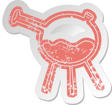 Bir insan tarafından çizilmiş bilim test tüpünün sıkıntılı eski çizgi film çıkartması.