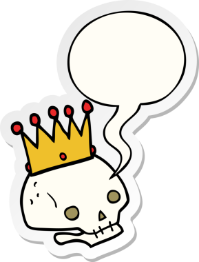 Bir insan tarafından çizilmiş konuşma kabarcığı etiketli bir kafatası.