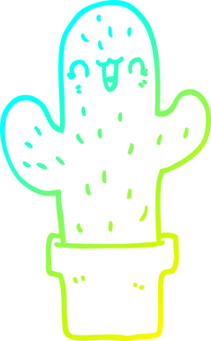 Bir insan tarafından çizilen kaktüsün soğuk gradyan çizgisi.