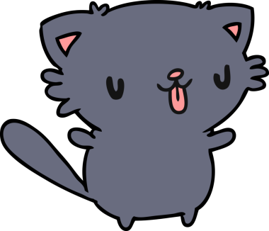 Bir insan tarafından çizilmiş sevimli kawai kedisinin çizgi film çizimi