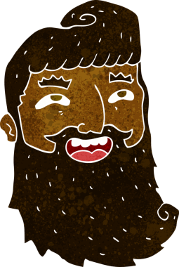 Bir insan tarafından çizilmiş sakallı bir çizgi film adamı.