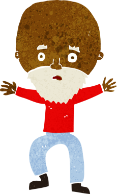 Bir insan tarafından çizilmiş yaşlı adam panikliyor.