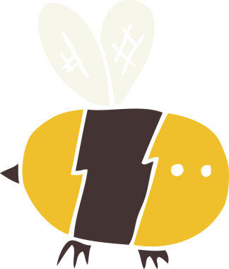 Bir insan tarafından çizilmiş düz renkli çizgi film arısı