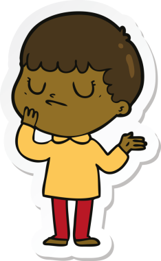 Bir insan tarafından çizilmiş huysuz bir çocuğun çıkartması.