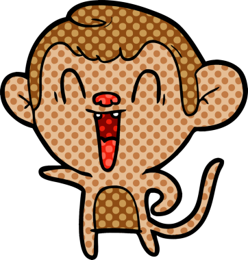 Bir insan tarafından çizilmiş gülen maymun çizgi filmi