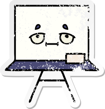 Bir insan tarafından çizilmiş beyaz bir karikatür çıkartması.