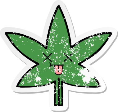 Bir insan tarafından çizilmiş marihuana yaprağının sıkıntılı çıkartması.