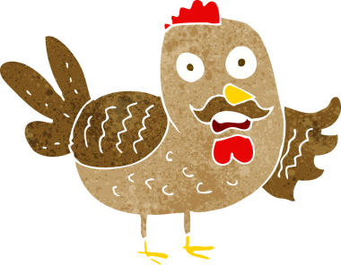 bir insan tarafından çizilmiş yaşlı horoz çizgi filmi