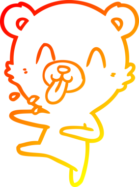 Bir insanın çizdiği dilden çıkan dans eden kutup ayısının sıcak çizgi çizimi