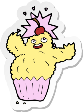 Bir insan tarafından çizilmiş bir kek canavarının çıkartması.