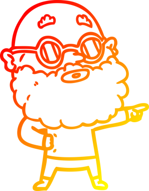 Bir insan tarafından çizilmiş sakallı ve gözlüklü, çizgi film meraklısı bir adamın çizimi.