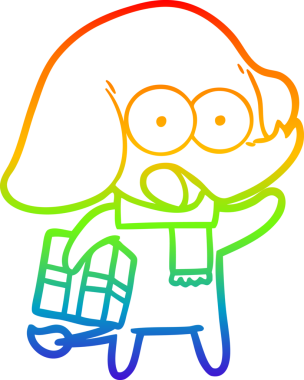 Gökkuşağı gradyan çizgisi bir insan tarafından çizilmiş şirin bir fil çizimi