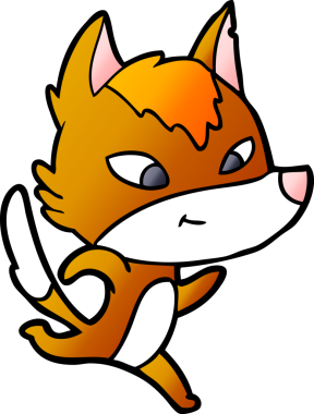 Bir insan tarafından çizilmiş tilki çizgi film karakteri