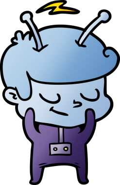 Bir insan tarafından çizilmiş utangaç çizgi film uzay adamı.