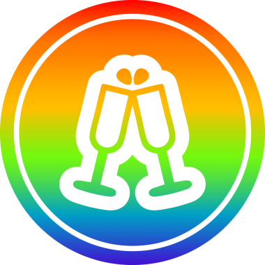 Bir insan tarafından çizilmiş gökkuşağı gradyanı olan dairesel simge kaldırıldı