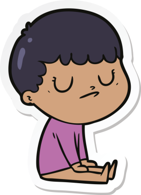 Bir insan tarafından çizilmiş huysuz bir çocuğun çıkartması.