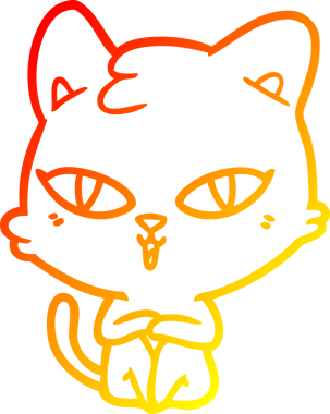 Bir insan tarafından çizilmiş çizgi film kedisinin sıcak çizgi çizimi