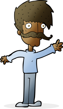 Bir insan tarafından çizilmiş bıyıklı adam.