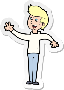 Bir insan tarafından çizilmiş bir karikatür adamın çıkartması.