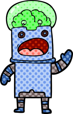 Bir insan tarafından çizilmiş çizgi film robotu