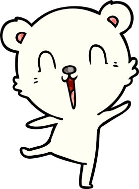 Bir insan tarafından çizilmiş mutlu kutup ayısı çizgi filmi.