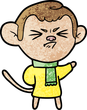 Bir insan tarafından çizilmiş sinir bozucu bir maymun.