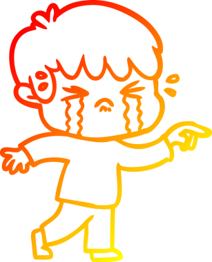 Bir insan tarafından çizilmiş, ağlayan bir çizgi film çocuğu çizimi.