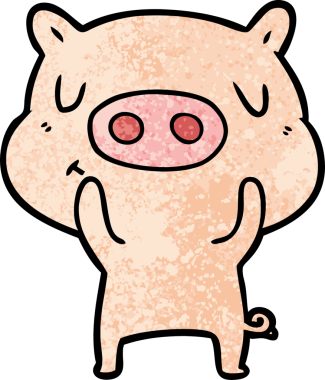 Bir insan tarafından çizilmiş çizgi film içerikli domuz.