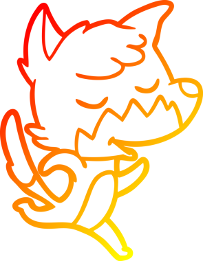 Bir insan tarafından çizilmiş dost canlısı bir tilkinin sıcak çizgi çizimi