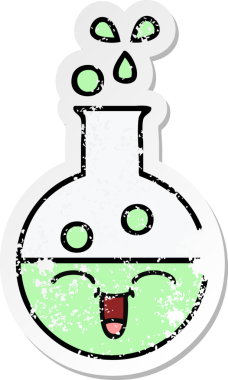 Bir insan tarafından çizilmiş şirin bir çizgi film test tüpünün sıkıntılı çıkartması.