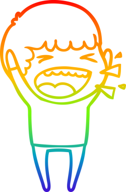 Gökkuşağının gradyan çizimi bir insan tarafından çizilmiş gülen bir adamın çizimi.