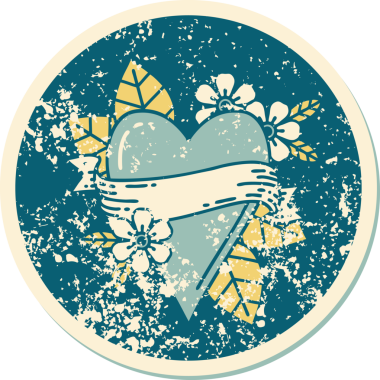 Bir insan tarafından çizilmiş kalp ve bayrağın sembolik depresif dövme şekli