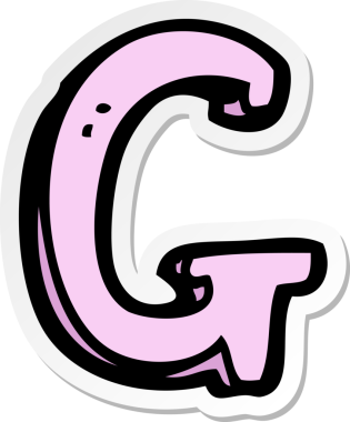 Bir insan tarafından çizilmiş G harfinin çıkartması.