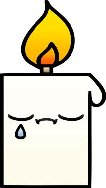 Bir insan tarafından çizilmiş yanan bir mumun gölgeli karikatürü.