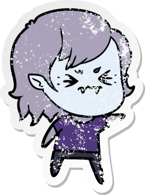 Bir insan tarafından çizilmiş rahatsız bir vampir kızın sıkıntılı çıkartması.